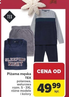 Piżama męska TEX polarowa, welurowa, różne modele i kolory, rozm. S - 3XL promocja w Carrefour