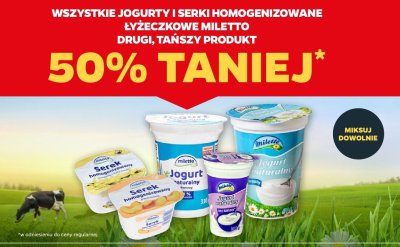 Wszystkie jogurty i serki homogenizowane DRUGI -50% promocja w Netto