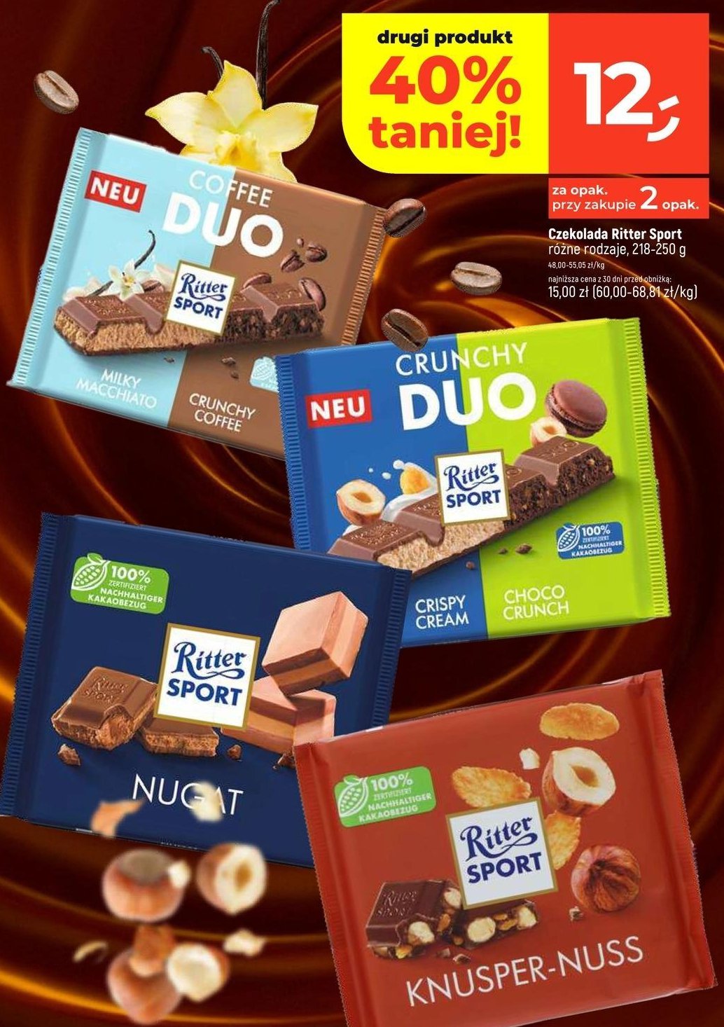 Czekolada coffee duo Ritter sport promocja w Dealz