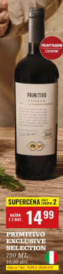 Wino Primitivo Exclusive Selection Puglia 750 ML promocja w Biedronka