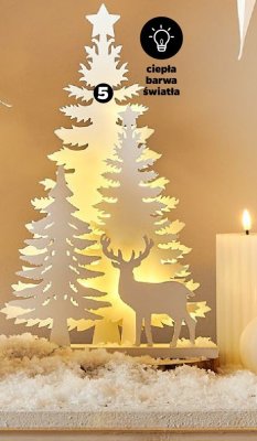 Dekoracja drewniana las i renifer 15 LED wys. 40 cm promocja w Netto