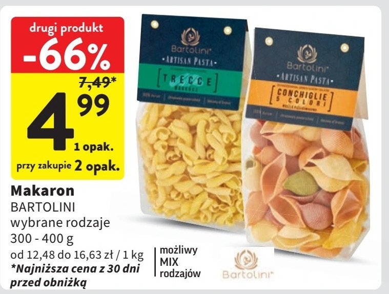 Makaron muszla 5 colori Bartolini artisan pasta promocja