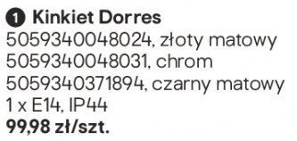 Kinkiet Dorres złoty matowy promocja w Castorama