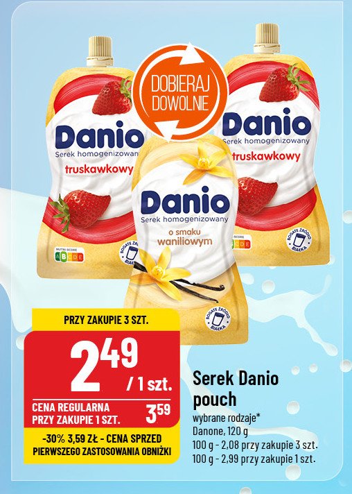 Serek wanilia saszetka Danone danio promocja w POLOmarket