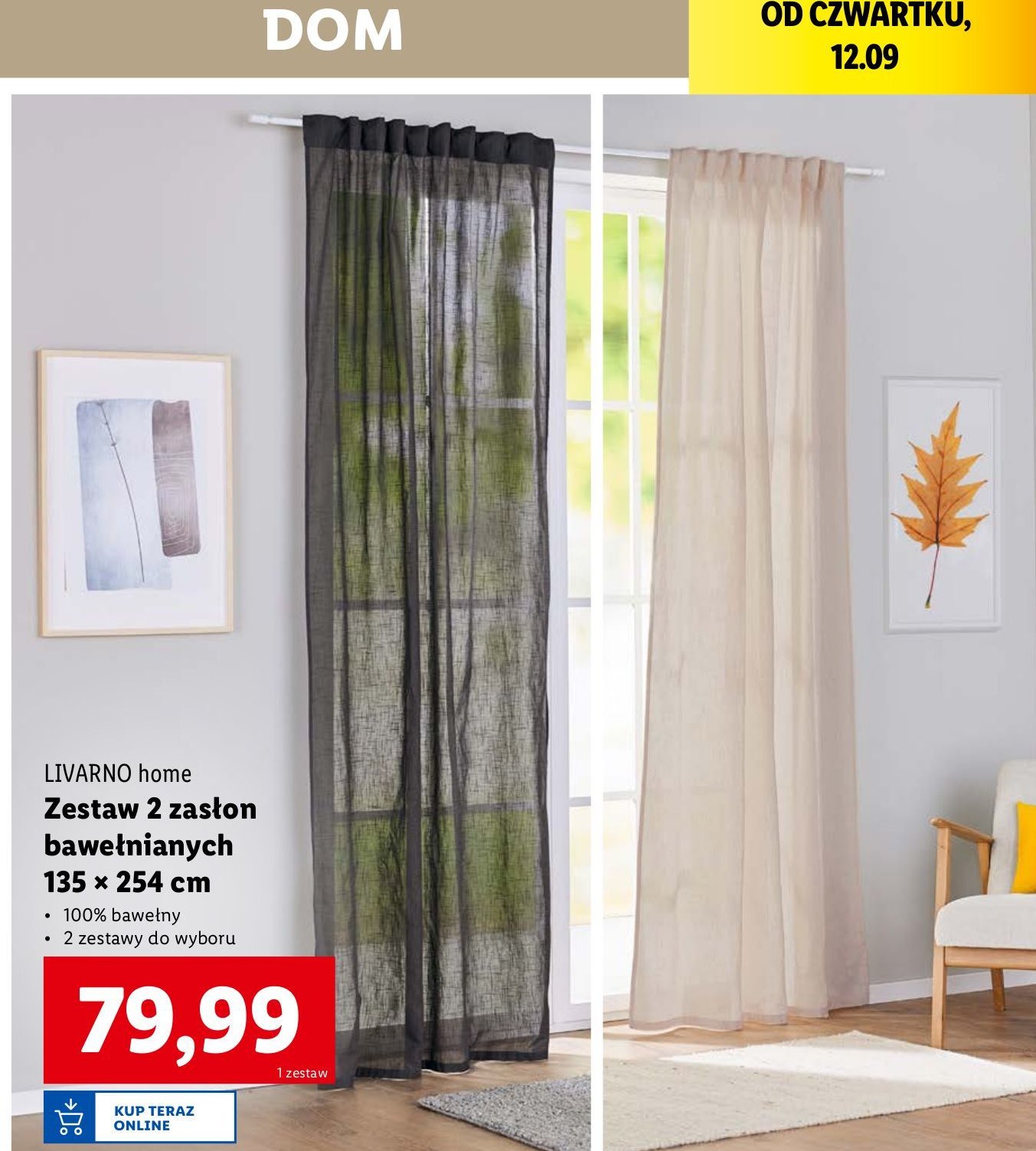 Zasłony 135 x 254 cm LIVARNO HOME promocja