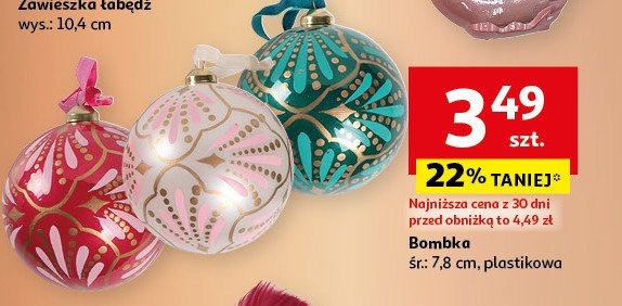 Bombka plastikowa 7.8 cm Actuel promocja w Auchan