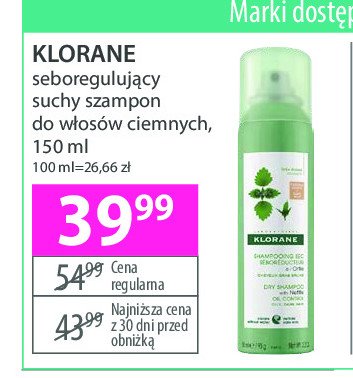 Suchy szampon do włosów pokrzywa Klorane promocja