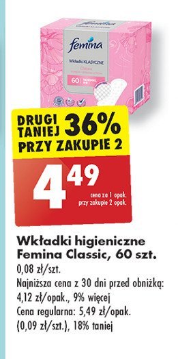 Wkładki higieniczne normal Femina classic promocja