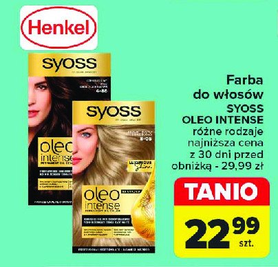 Krem koloryzujący 8-60 miodowy blond Syoss oleo intense promocja