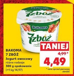 Jogurt z truskawkami i ziarnami zbóż Bakoma 7 zbóż promocja
