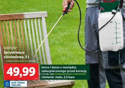 Spryskiwacz ciśnieniowy maks 5 l Parkside promocja