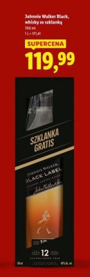 Whisky Johnnie Walker Black ze szklanką 700 ml promocja w Lidl