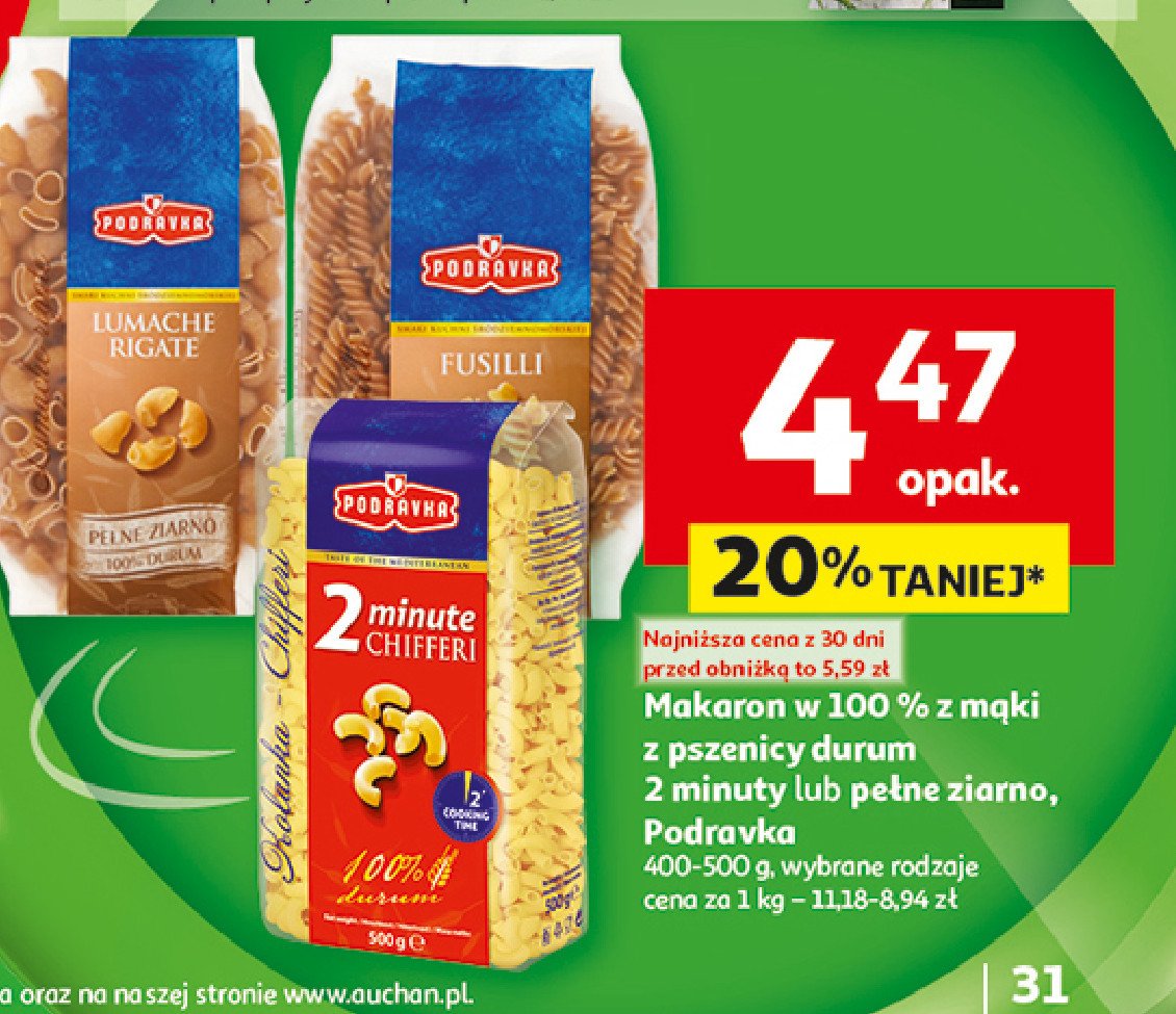 Makaron gotowy w 2 minuty chifferi Podravka promocja