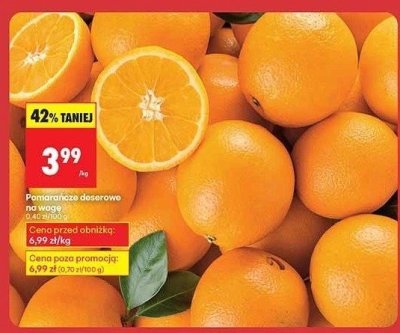 Pomarańcze deserowe na wagę promocja w Biedronka