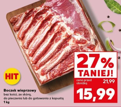 Boczek wieprzowy bez kości, ze skórą, do pieczenia lub do gotowania z kapustą promocja w Kaufland