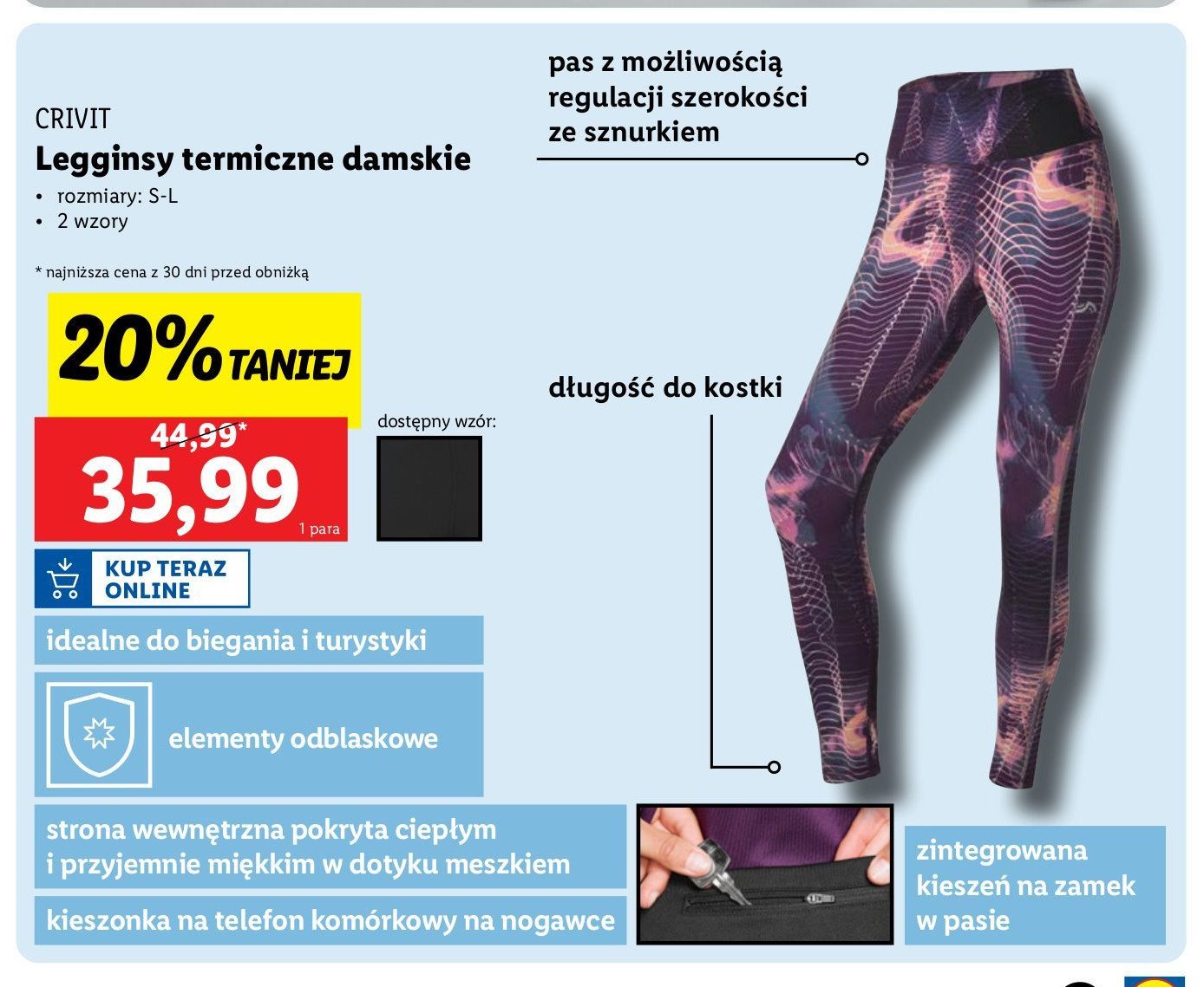 Legginsy termiczne damskie s-l Crivit promocja