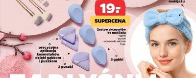 Zestaw akcesoriów do makijażu - gąbki, puszki, opaska do włosów promocja w Netto