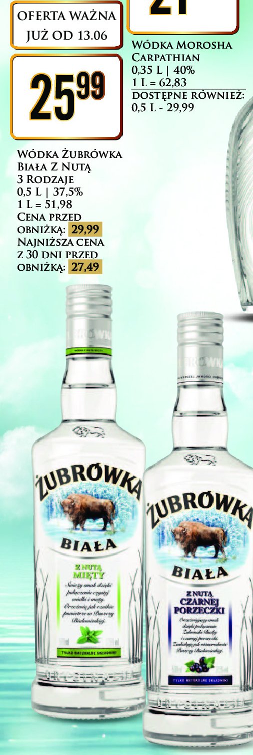 Wódka Żubrówka biała z nutą mięty promocja