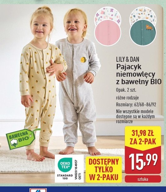 Pajacyk niemowlęcy Lily & dan promocja w Aldi