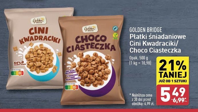 Płatki choco ciasteczka GOLDEN BRIDGE promocja