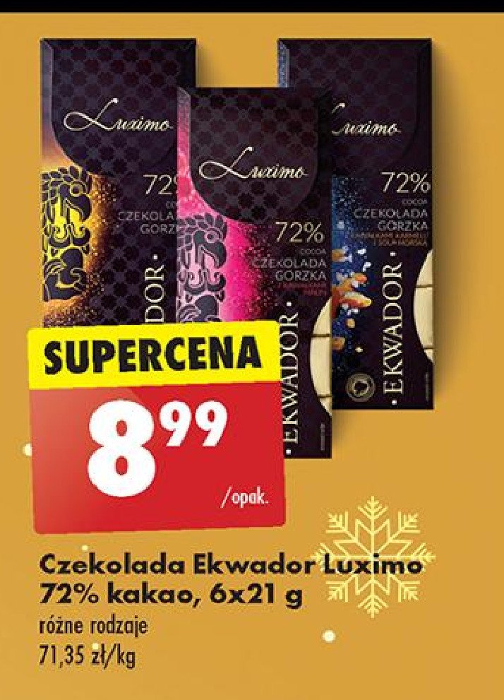 Czekolada gorzka 72 % Luximo premium ekwador promocja