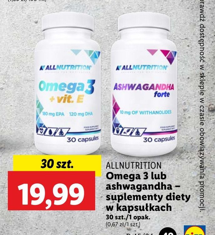 Suplement diety omega 3 + vit. e Allnutrition promocja