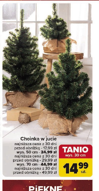 Choinka w jucie 30 cm promocja w Carrefour