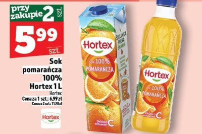 Sok pomarańcza 100% Hortex 1L promocja w TOPAZ