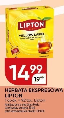 Herbata ekspresowa Lipton Yellow Label promocja w Chata Polska