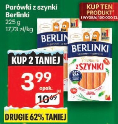 Parówki z szynki Berlinki promocja w Delikatesy Centrum