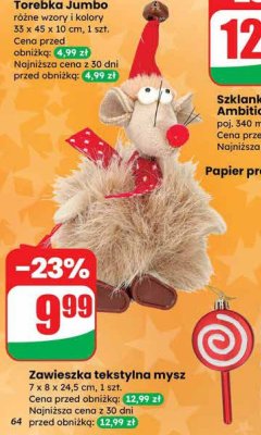 Zawieszka tekstylna mysz promocja w Dino