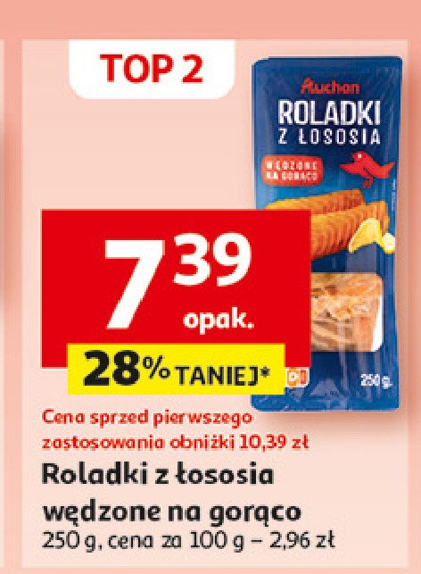 Roladki z łososia Auchan różnorodne (logo czerwone) promocja