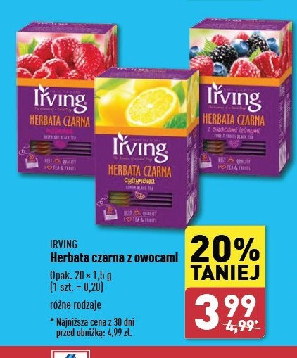 Herbata czarna malinowa Irving promocja