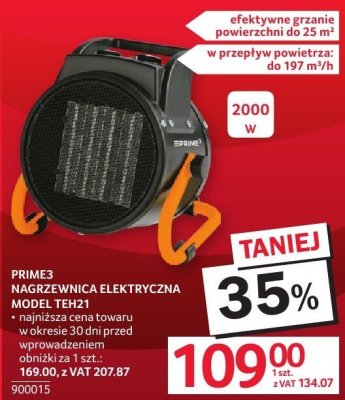 Nagrzewnica elektryczna PRIME MODEL TEH21 2000 W promocja w Selgros
