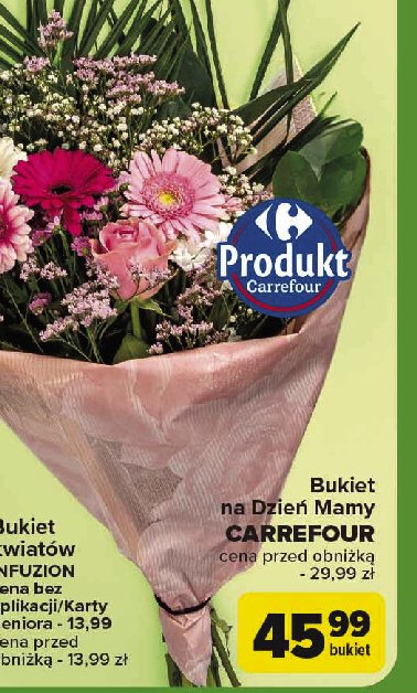 Bukiet kwiatów na dzień mamy Carrefour promocja