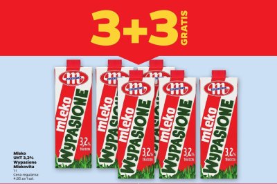 Mleko UHT 3,2% Wypasione 3+3 GRATIS promocja w Netto