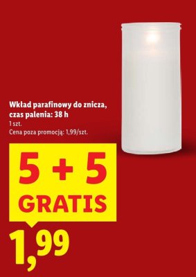 Wkład parafinowy do znicza, czas palenia: 38 h 5+5 gratis promocja w Lidl