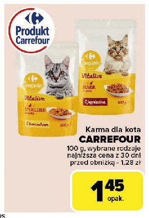 Karma dla kota z kurczakiem sterilized CARREFOUR COMPANINO promocja w Carrefour Market