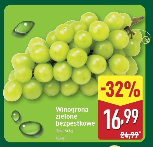 Winogrona jasne bezpestkowe promocja w Aldi