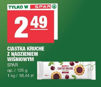 Ciastka kruche z nadzieniem wiśniowym SPAR promocja w SPAR