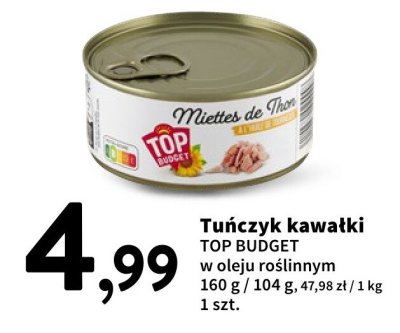 Tuńczyk kawałki w oleju roślinnym TOP BUDGET promocja w Intermarche