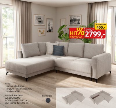 Narożnik Martinez LUX 2OL.RECMU promocja w Black Red White