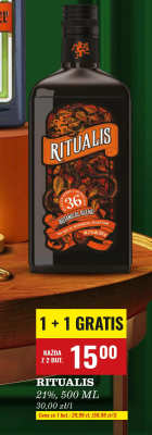 Likier Ritualis 21%, 500 ml 1+1 gratis promocja w Biedronka