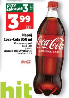 Napój Coca-Cola 850 ml promocja w TOPAZ