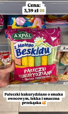 Paluszki kukurydziane o smaku owocowym z Małego Beskidu promocja w Intermarche