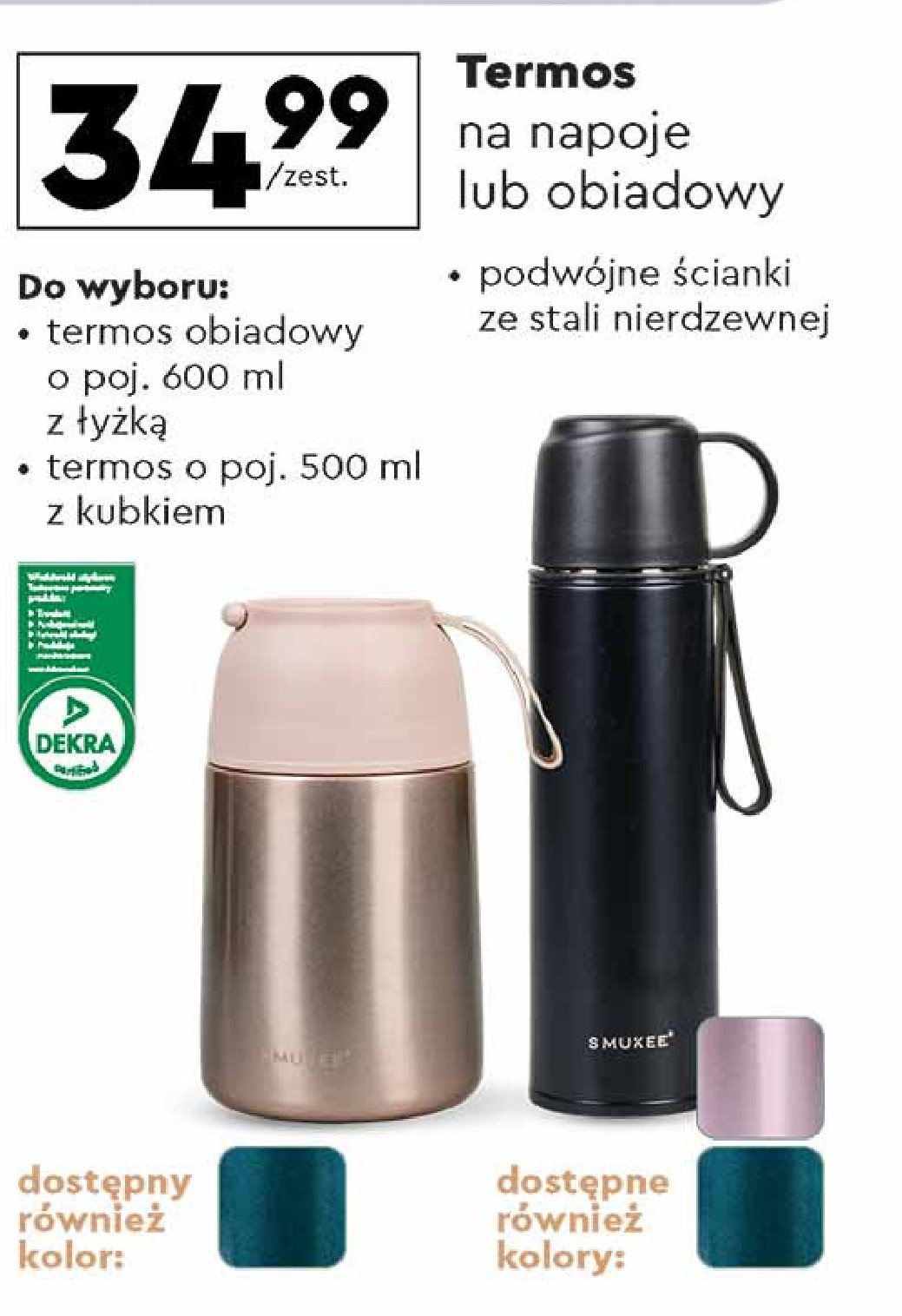 Termos obiadowy 600 ml z łyżką Smukee promocja w Biedronka