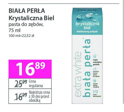 Pasta do zębów krystaliczna biel Biała perła promocja