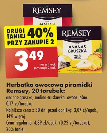 Herbata o smaku maliny i truskawki Remsey promocja w Biedronka