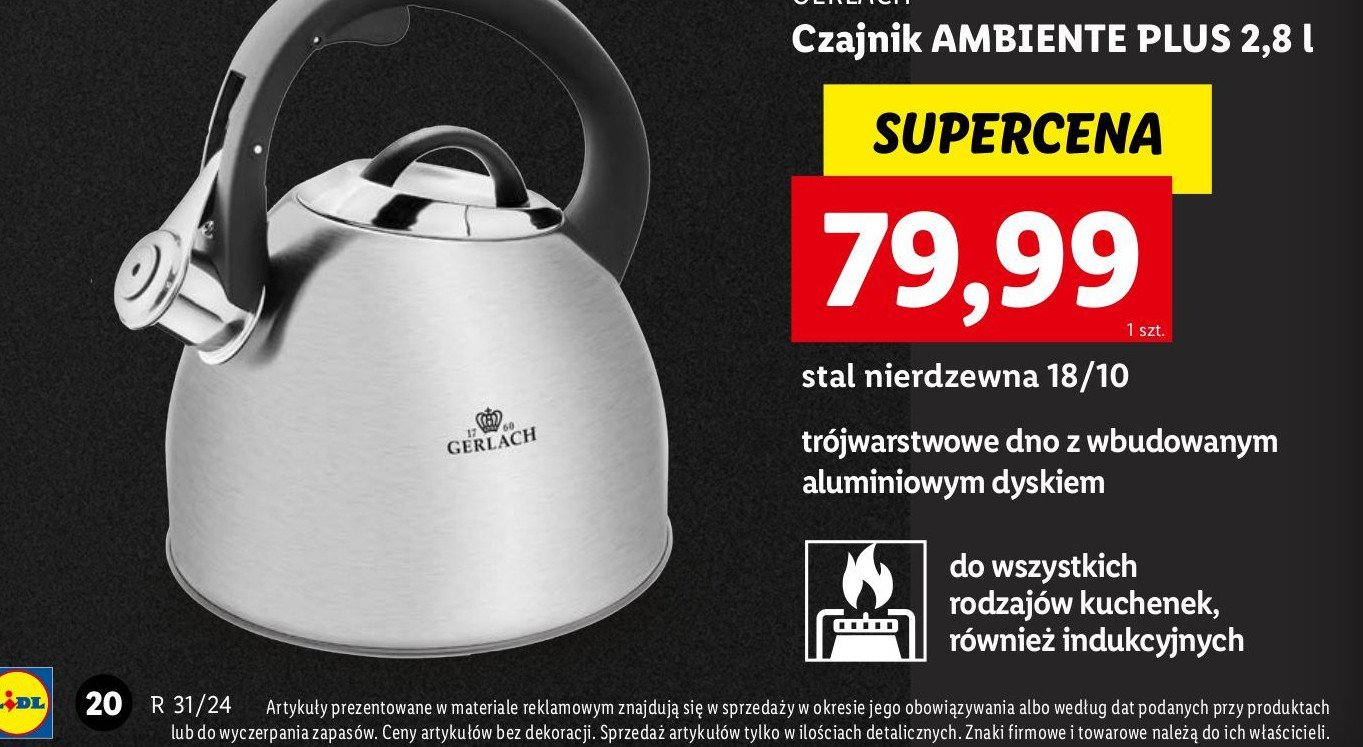 Czajnik ambiente plus 2.8 l Gerlach promocja