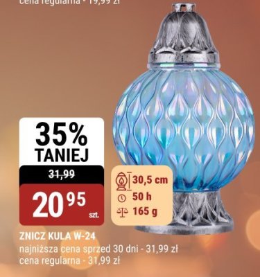 Znicz kula W-24 30,5 cm 50 h 165 g promocja w bi1
